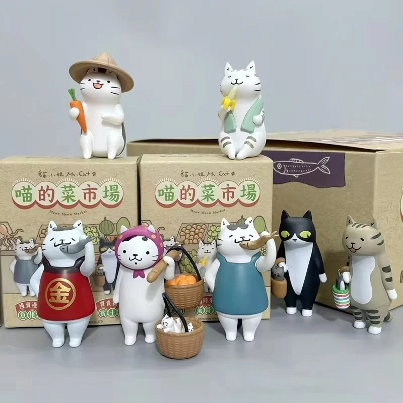 7Pcs/Set Cat's Market Ms Cat Figure Toys kittens Dolls Meow Market box-packed Desktop Office Home Decoration Kids Christmas Gift