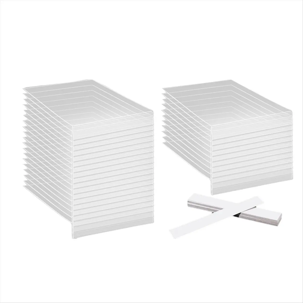 A95G 30 Pcs Moveable Shelf Label Holders Clear Transparent Plastic Shelves Tags with 30 Insert Cards Pockets