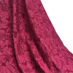 3/5/10m Red 3D Embossed Flower Jacquard Fabric, Sewing Women's Dress, Sold by Meter