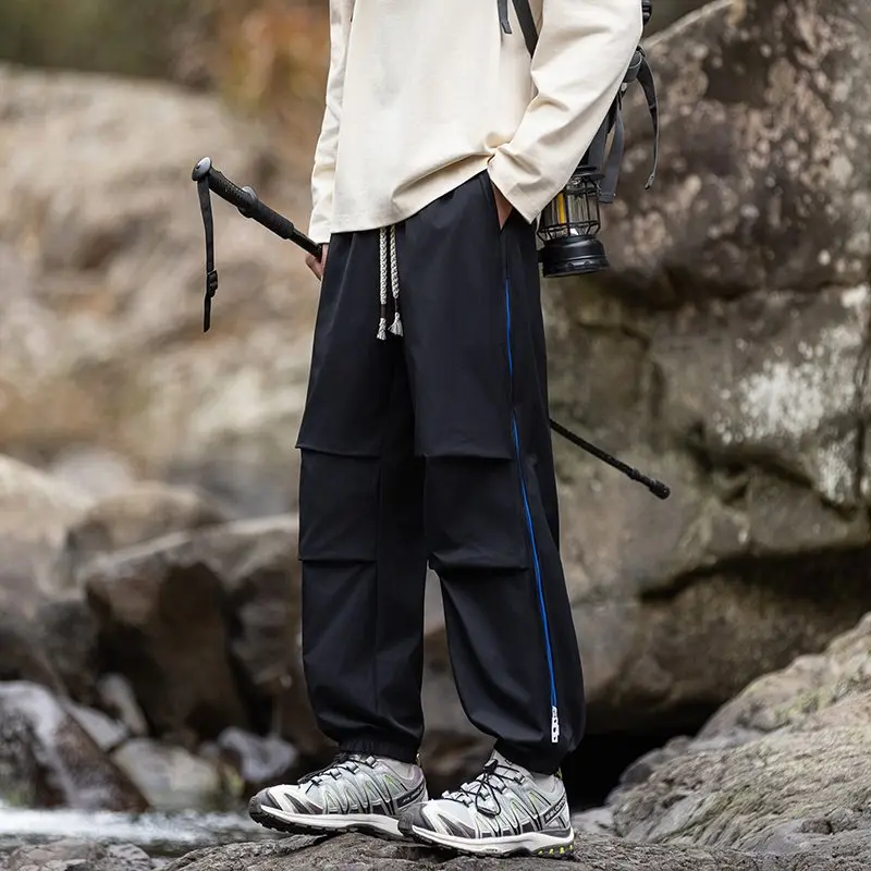 

American Sle Outdoor Casual Pants Large Size Loose Men's High Waist Straight Leg Khaki Color Trendy Brand Slimming Effect