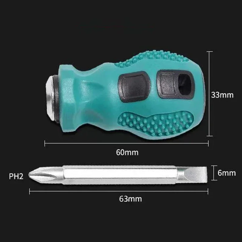 1Pc Mini Screwdriver Magnetic Phillips Slotted Screwdriver Set Short Shank Cross Slot Bits Screw Driver Repair Hand Tools Set