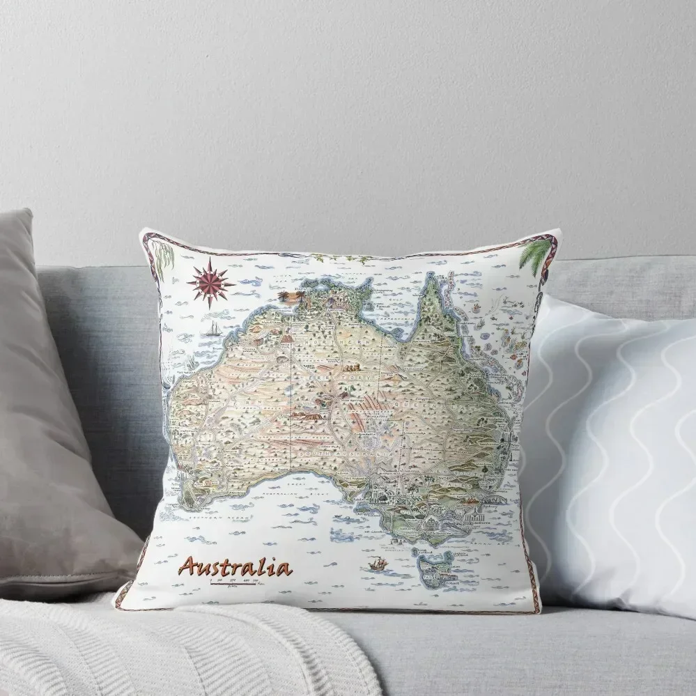 Australia Pictorial Decorative Map Throw Pillow Sofa Cushion Sitting Cushion pillow