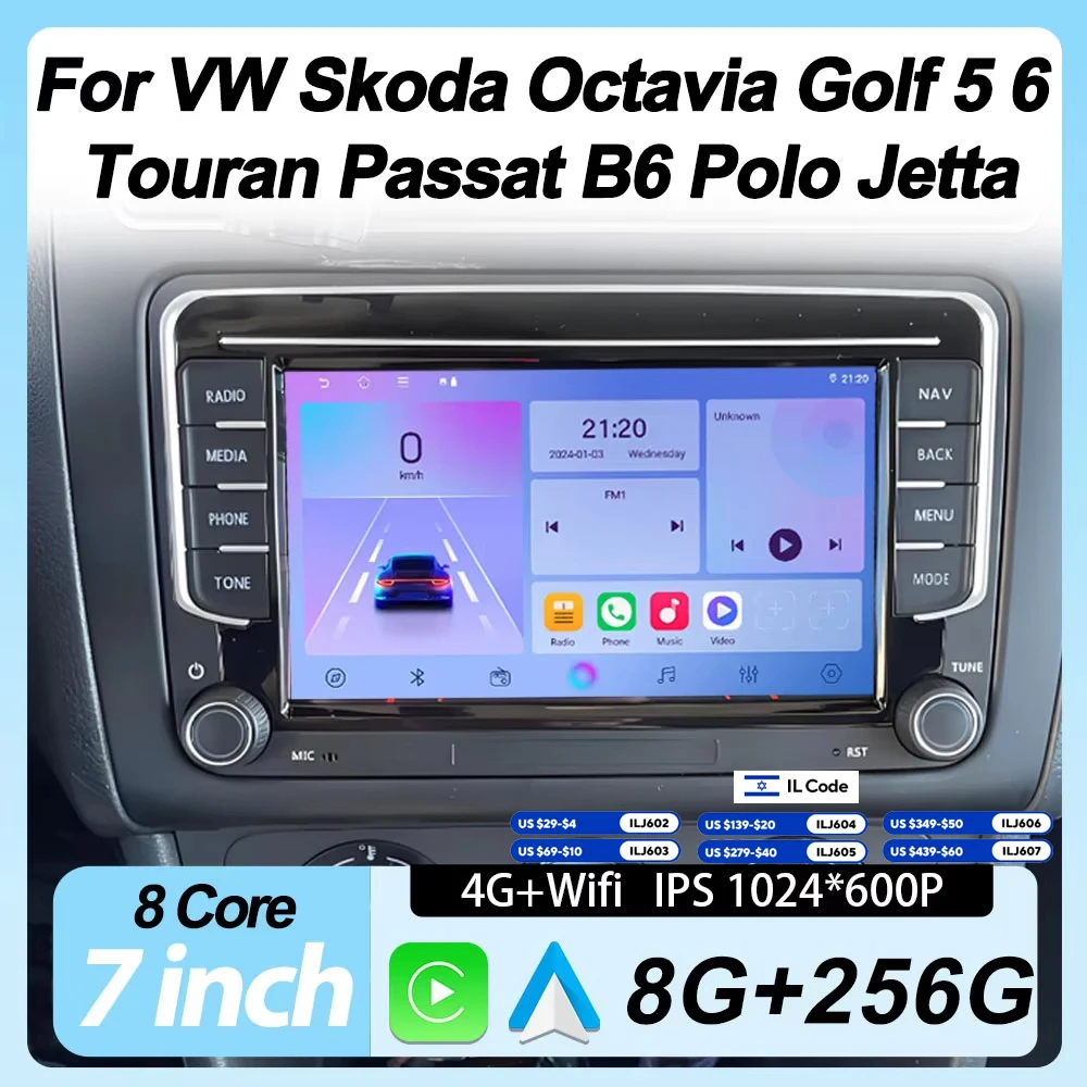 

2din Android Auto Car Radio Car Multimedia Player For VW Volkswagen Skoda Octavia Golf 5 6 Touran Passat B6 Polo Jetta Autoradio