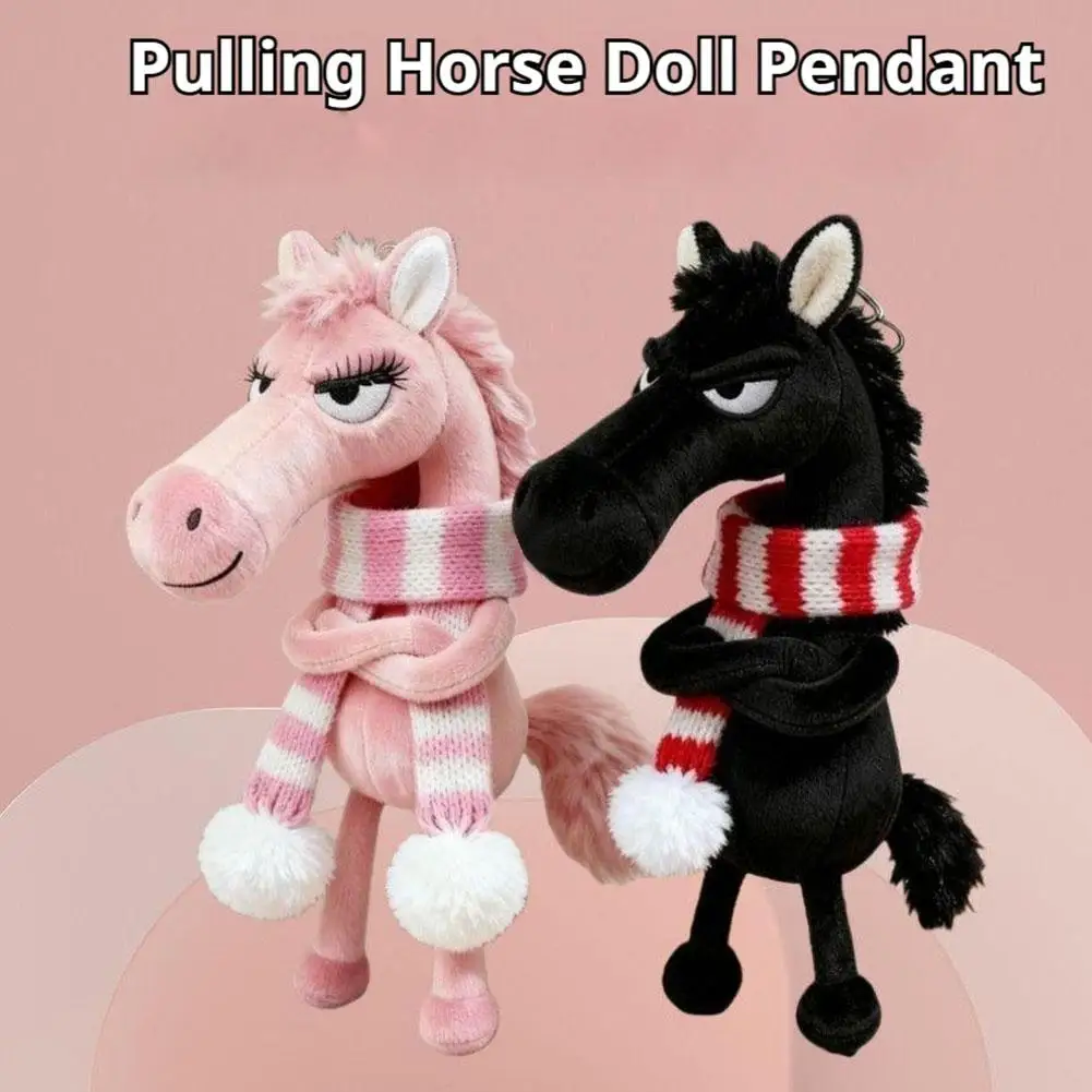 Portachiavi in peluche con cavallo dei cartoni animati - Giocattolo di pony di simulazione in stile fantasy con sciarpa - Giocattolo per bambini con bambola di peluche morbida, ciondolo per borsa portatile