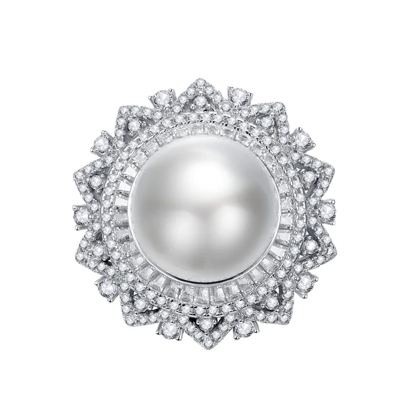 

Shop 2022 New S925 Silver Inlaid Pearl Ring 14mm Elegant Texture