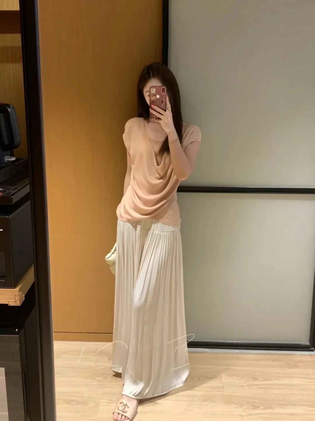

Summer New Women's High Waist Draped Halter Neck Short Sleeve Fashion Set Elegant Ageless Style Pure Desire Versatile Outfit