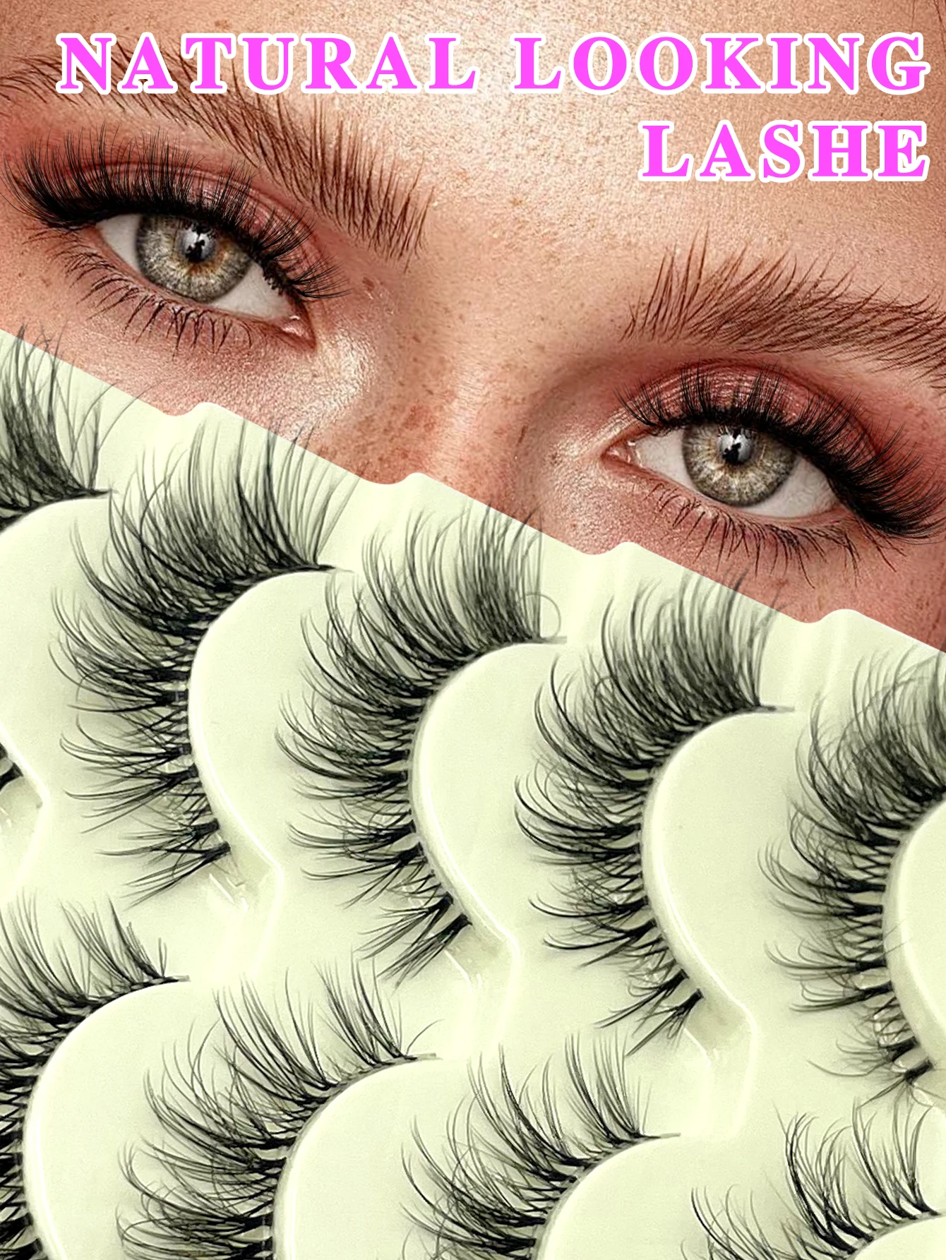 5 Paar Wimpern, natürlicher Look, zarte, kreuzförmige Wimpern, transparentes Band, 3D-Wimpern, flauschige, weiche Wimpern, Wimpernverlängerung, falsche Wimpern – Detail 1