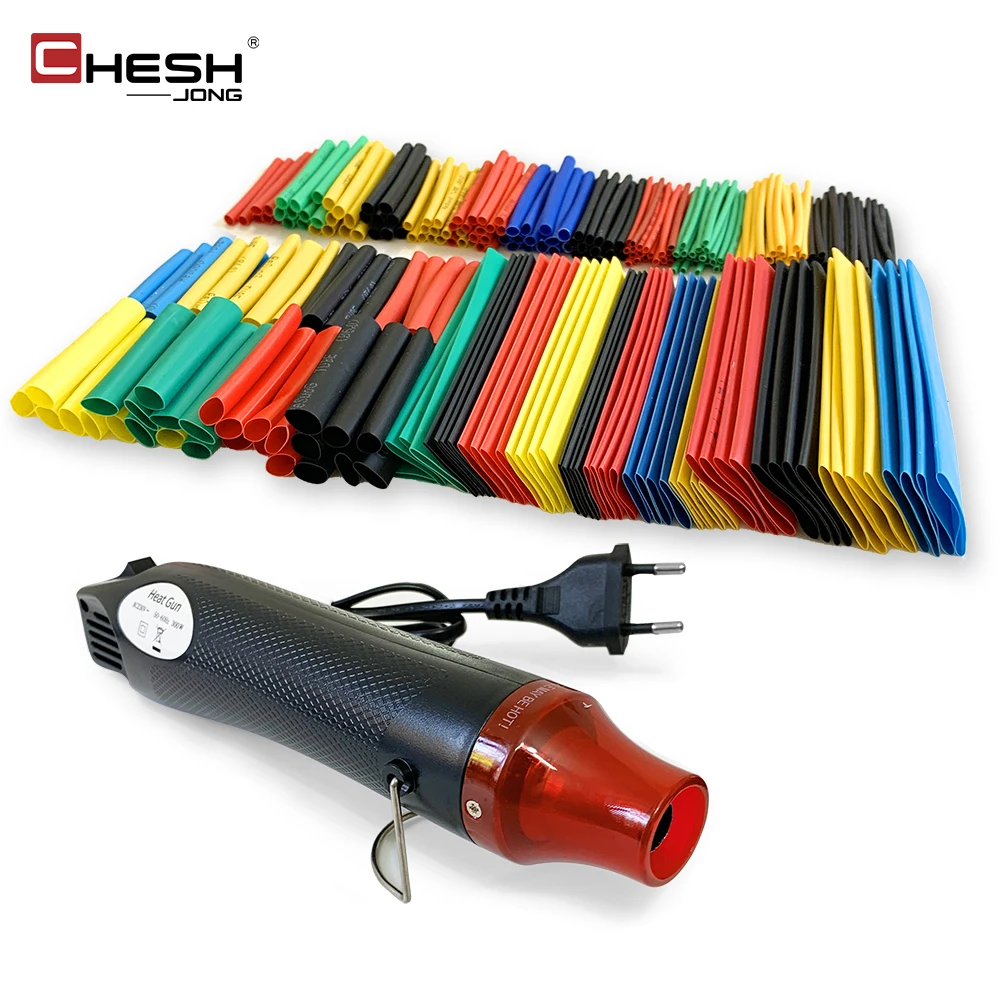 Heat Shrink Tubing Set  Electrical  Connection Wire Wrap Cables Safe  Assorted Casing Tube Wrap Assortment  with Hot Air Gun DIY