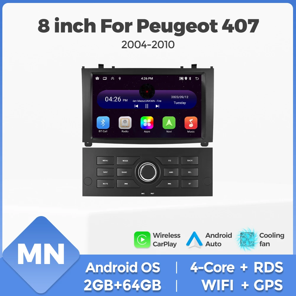 8inch For Peugeot 407 cc SW 407CC 2004-2010 Car Radio Wireless Carplay GPS BT Multimedia Intelligent Android System Auto Stereo
