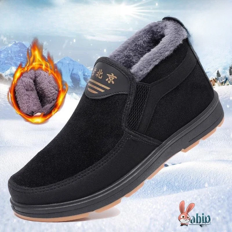 

Мужские зимние утепленные ботинки-снегоходы на флисовой подкладке, высокие, без шнурков, повседневные, теплые, удобные, с круглым носком, в стиле Пекин.