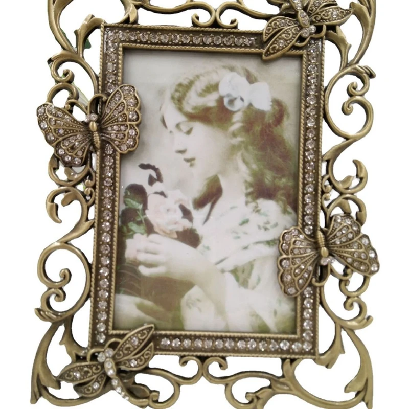 Zinc Material Photo Frame for Living Room Decoration, Creative Photo Holder, Bronze Metal, XC034, 6 Inch