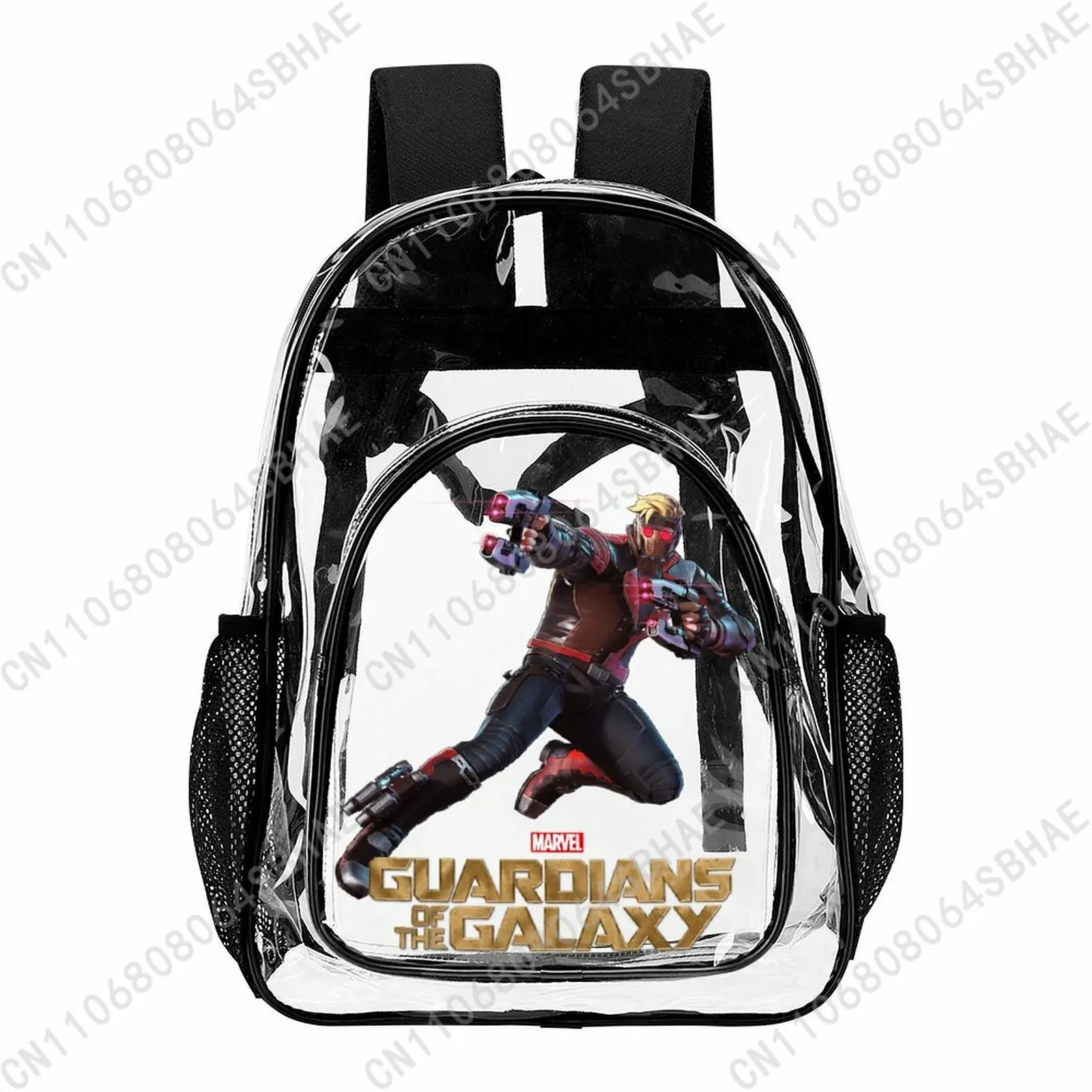 

Прозрачный рюкзак Marvel Star Lord с сетчатым карманом для женщин и мужчин, прозрачная сумка для книг, водонепроницаемый рюкзак для школы, путешествий, подарок, косплей