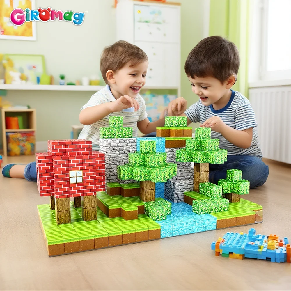 

GIROMAG 300PCS Magnetic Blocks Set Comes With A Small Toy ,Educational STEM Toys for Children Ages 3-12 Creative Building Play
