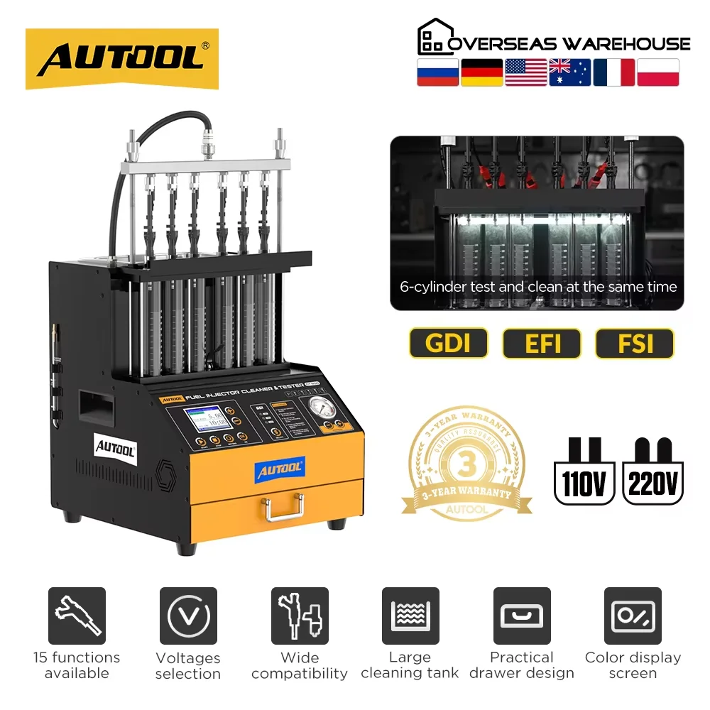 AUTOOL GDI EFI FEI 6-Cylinder Fuel Injector Cleaner & Tester Machine CT500 Piezoelectric Fuel Injector Tester for Car&Motorcycle