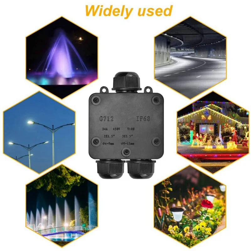 

AT44-6X Waterproof Junction Box IP68 Outdoor Gland Electrical Junction Box With 3 Cable Connector For 4-15 Mm Diameter Cable
