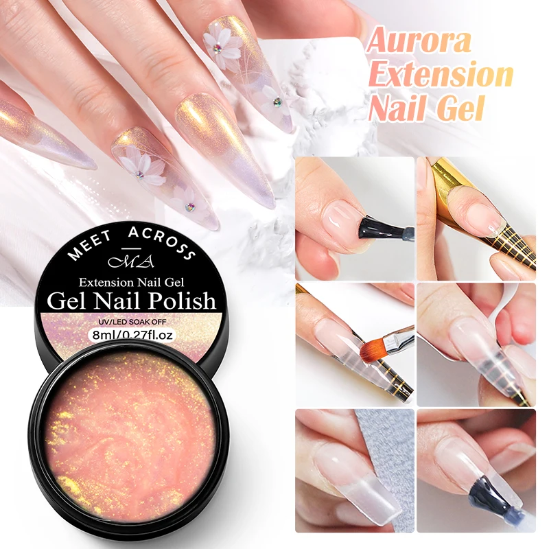6 Pz/set Aurora Estensione Unghie Gel Smalto Blu Rosa UV Builder Ombre Unghie Camouflage Estensione Rapida Gel Esteso Unghie Kit di Arte