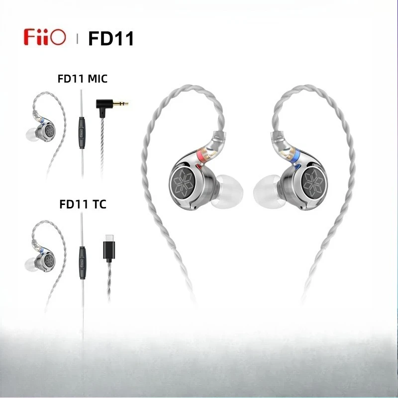 New FiiO FD11 Wired in Ear Headphones Ergonomics Design HiFi Lightweight Portable Earbuds 10mm Dynamic Detachable Cable Earphone
