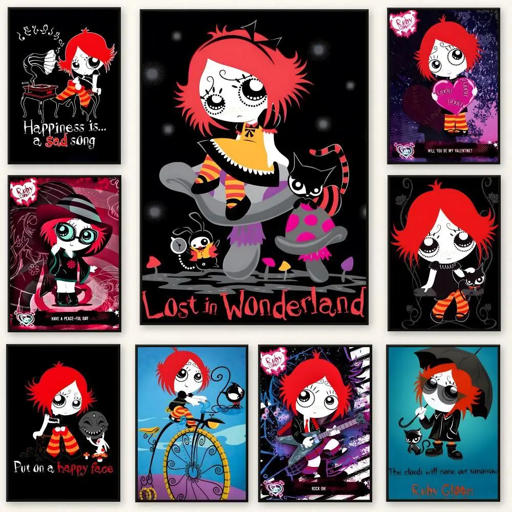 Gothic Animation R-Ruby Gloom Poster Frameless Peel-and-Stick Removable Wall Art Print