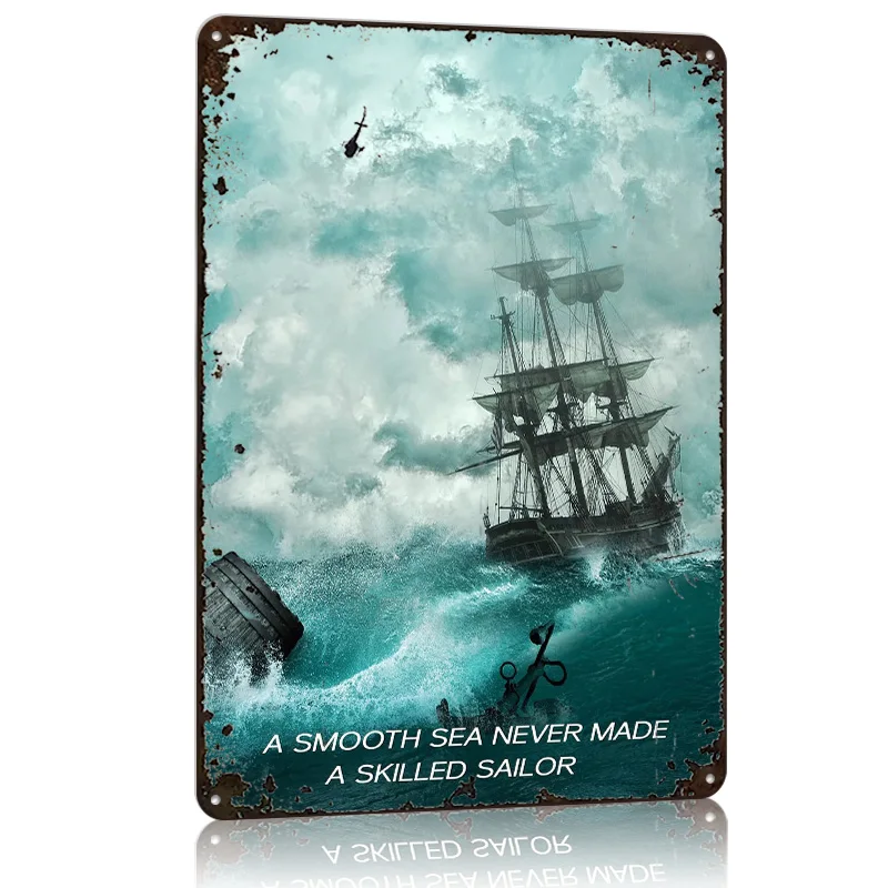 Smooth Sea Metal Poster Tin Sign Wall Art Decoration Living Room Decor Customizable Metal Signs for Home Decoration Decorations