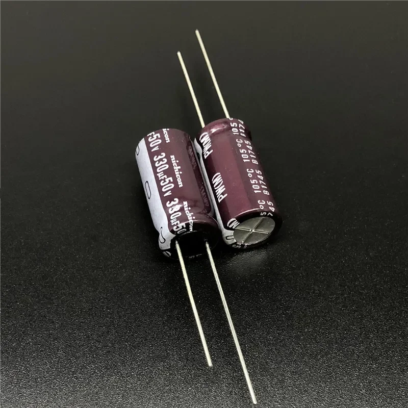 10pcs/100pcs 330 UF 50V NICHICON PW Series 10x20 มม.ความต้านทานยาว 50V330uF อลูมิเนียม Electrolytic Capacitor