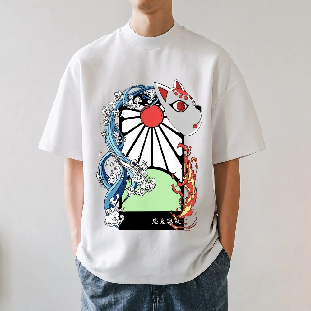 2026 Neues Demon Slayer Hanafuda T-Shirt im japanischen Stil mit klassischem Aufdruck, Kurzarm-T-Shirt für Herren und Damen, Herren-Oberteile