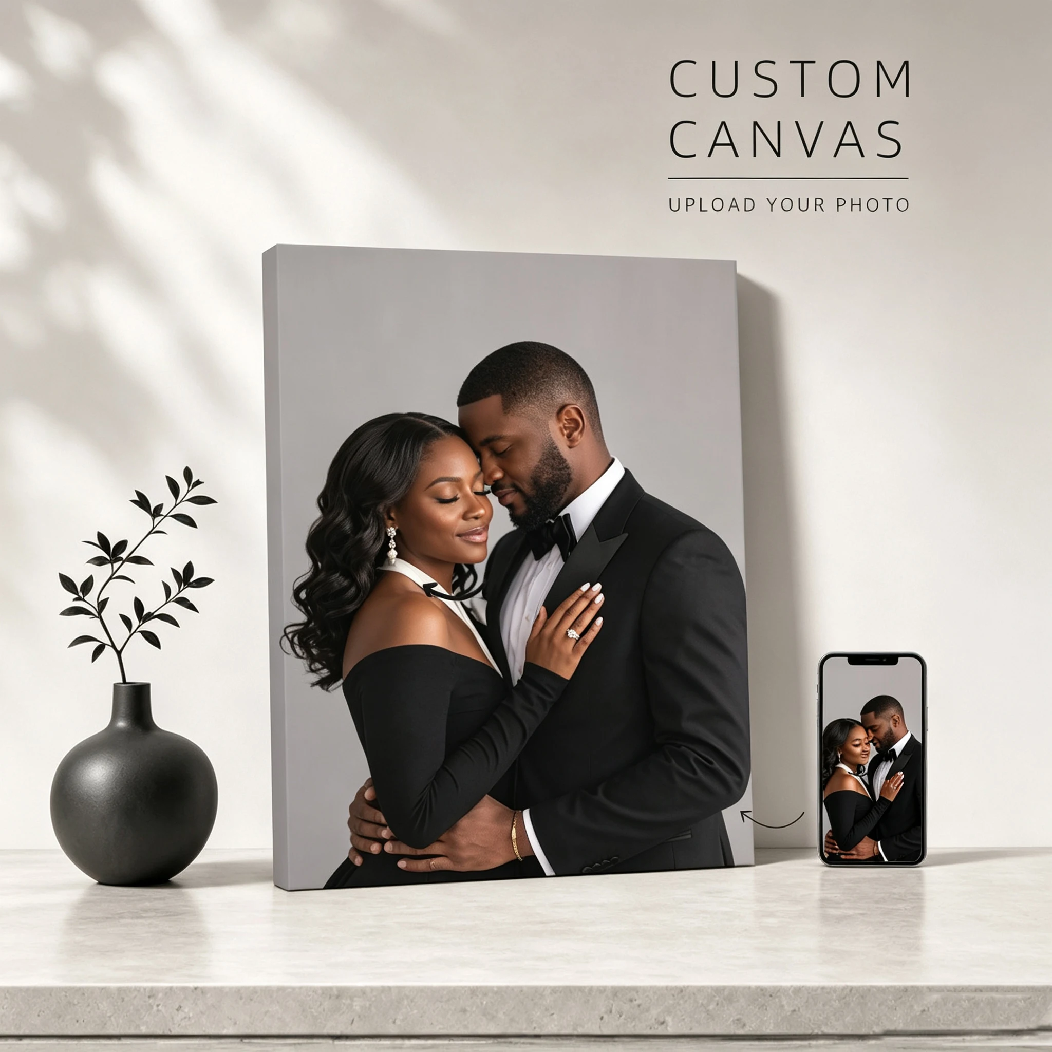Custom Photo Canvas, Frameless Fabric Poster for Couples, Personalized Wall Art, Wedding Photo & Anniversary Gift Decor