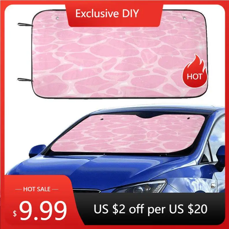 Pink swimming pool Car sunshade for windshield, Kawaii Anime pool reflection Window Sun Blocker, Cute car accessories Auto Decor