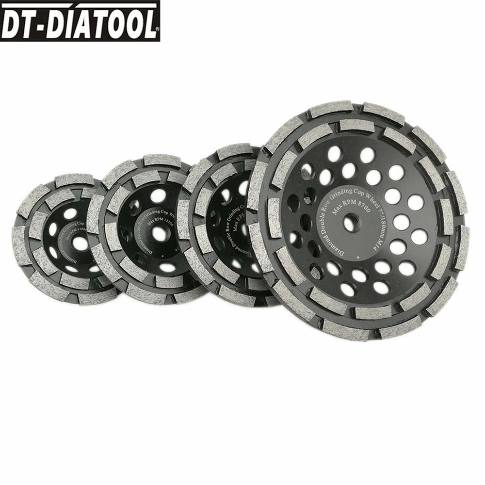 Imagem -03 - Dt-diatool-rebolo de Diamante Copo Duplo Linha M14 para Pedra Dura de Concreto Granito e Mármore 1pc Diamond Cup