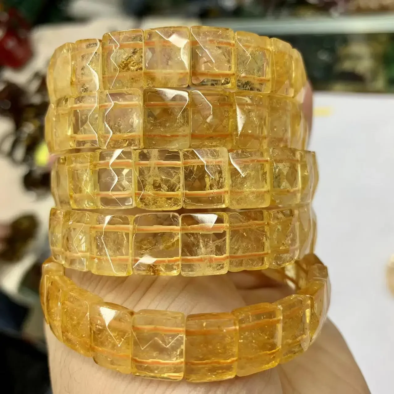 

Natural Yellow Citrine Stone Beads Bracelet Gemstone Jewelry Energy Bangle For Women For Men For Gift Birth Stone For Gemini !