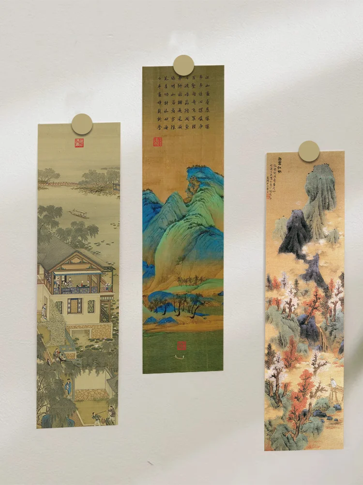 30pcs Chinese bookmark Ancient ink and landscape painting Reading page logo Diary notebook book mark card Student creative gift