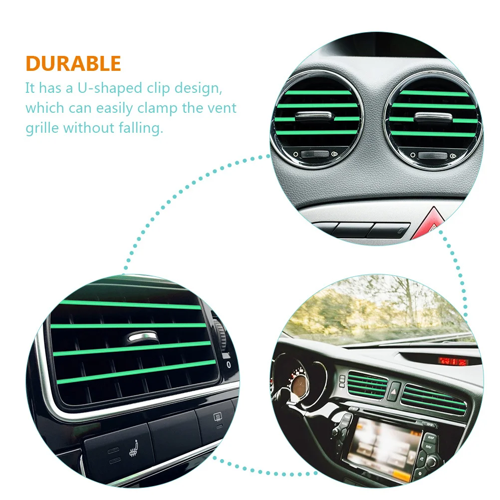 

10Pcs Air Conditioning Vent Outlet Trim Rhinestone Clip Durable Car Decorative Strip U Shape Auto Interior Replacement