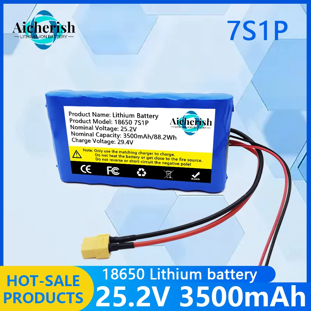 

7S1P 25.2V 3500mAh 18650 Li-ion Battery Pack for Monitoring Speaker Rechargeable Electric Unicycle Small Batte