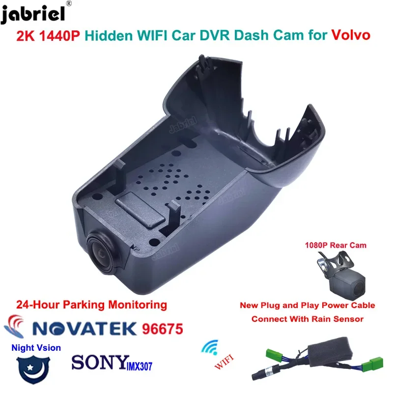 

Подключи и работай Jabriel для Volvo S60 2022 2023 2024 2K Wifi Автомобильный видеорегистратор задняя камера 1600P видеорегистратор мониторинг парковки