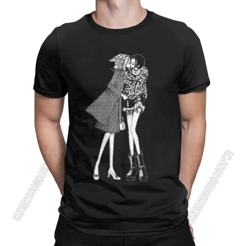 Nana Osaki And Nana Komatsu Kissing T Shirt For Men Cotton Daily T-Shirt Round Neck Tee Shirt Chic Clothes June August