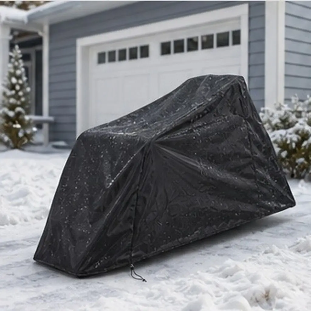 Waterproof Polyester Snow Blower Cover Heavy Duty Tear Resistant Foldable Universal Fit for Snow Thrower Outdoor Winter