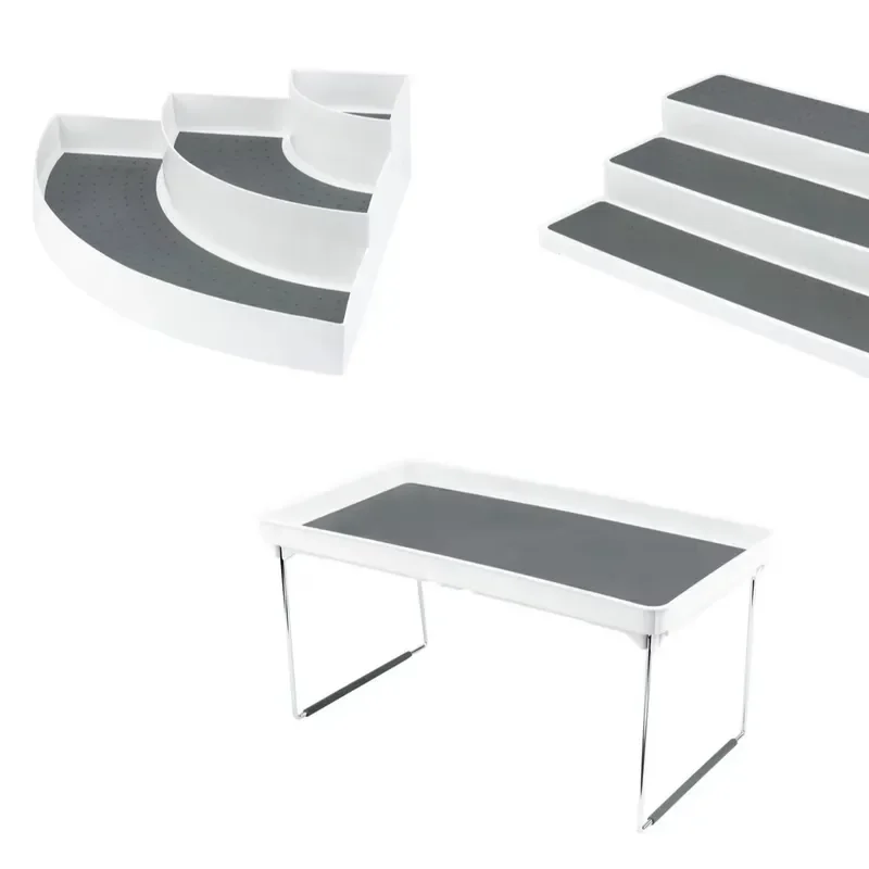 for  Non-slip 3 Layer Plastic Kitchen Cabinet Storage Device Triangular Corner Organizer Shelf Rack Space Saving Solution