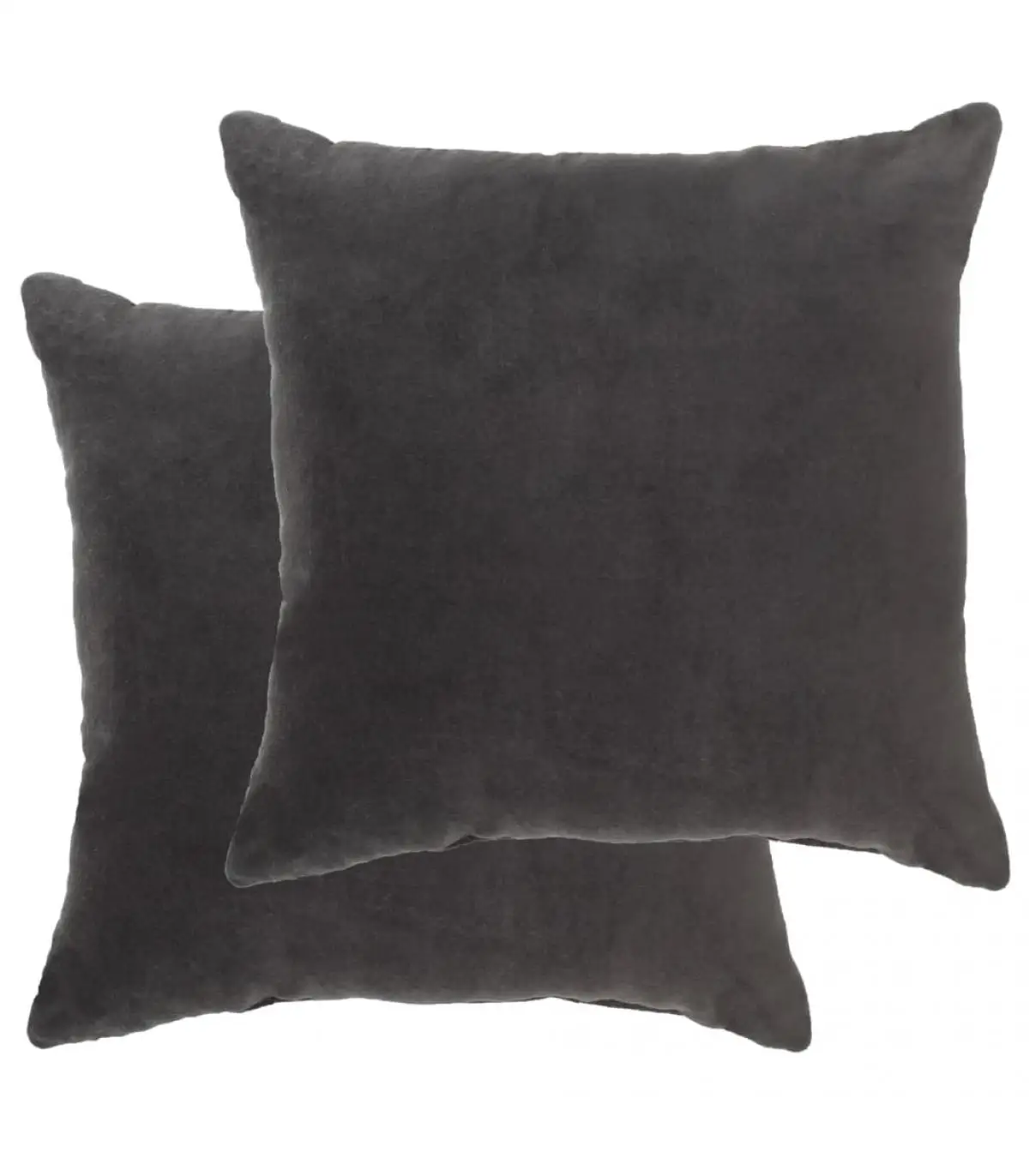 Cushions cushions 2 Pads cotton velvet anthracite gray 45x45 cm