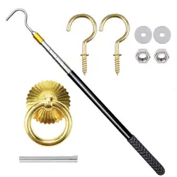 Kit sistema di estrazione per scaletta Set di ganci per tirare in metallo per soffitta Set di parti di ganci per sistema di estrazione per soffitta per corde per la casa