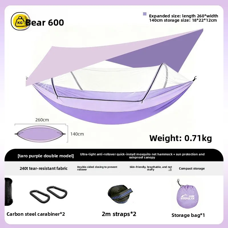 Outdoor Camping Hammock Mosquito Net Adult Heavy Duty Sunshade Anti-Flip Swing Backyard Thickened Double Layer Bug Uv Protection