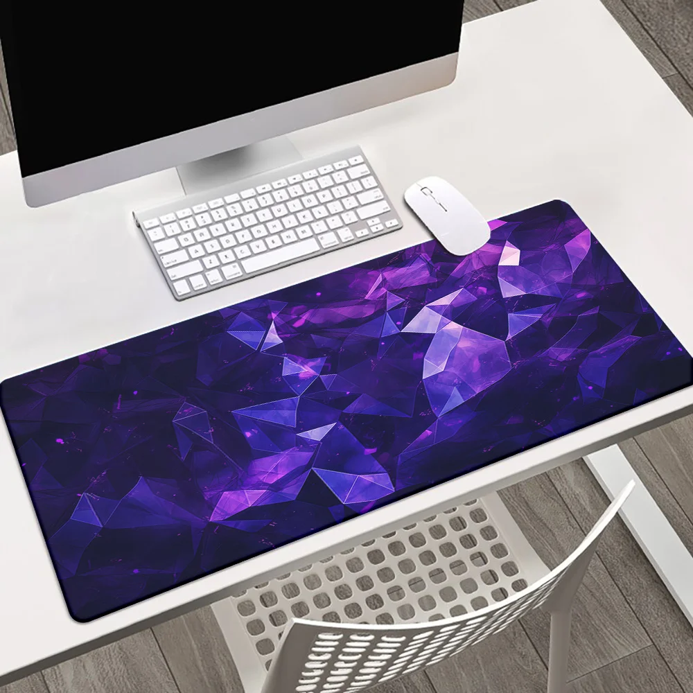 

1pc Crystal Purple Gaming Mouse Pad & Desk Mat - Natural Rubber Waterproof Anti-Slip Surface, Geometric Design Smooth Fabric