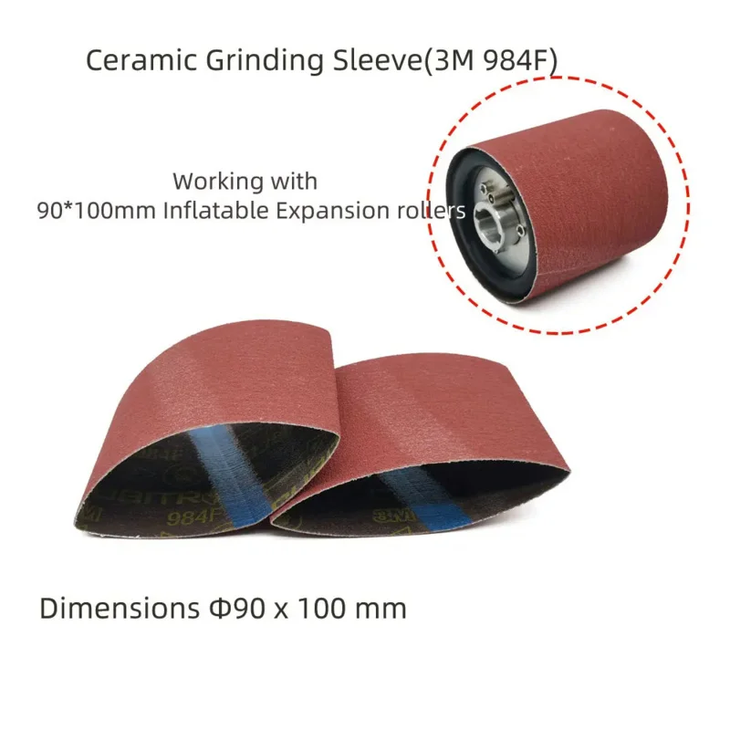 4Pcs 984F 90x100MM Sanding Belts Grinding Sleeves Bands In Grinder Polishing Expansion Roller Wood Metal Grit 40/60/80/120