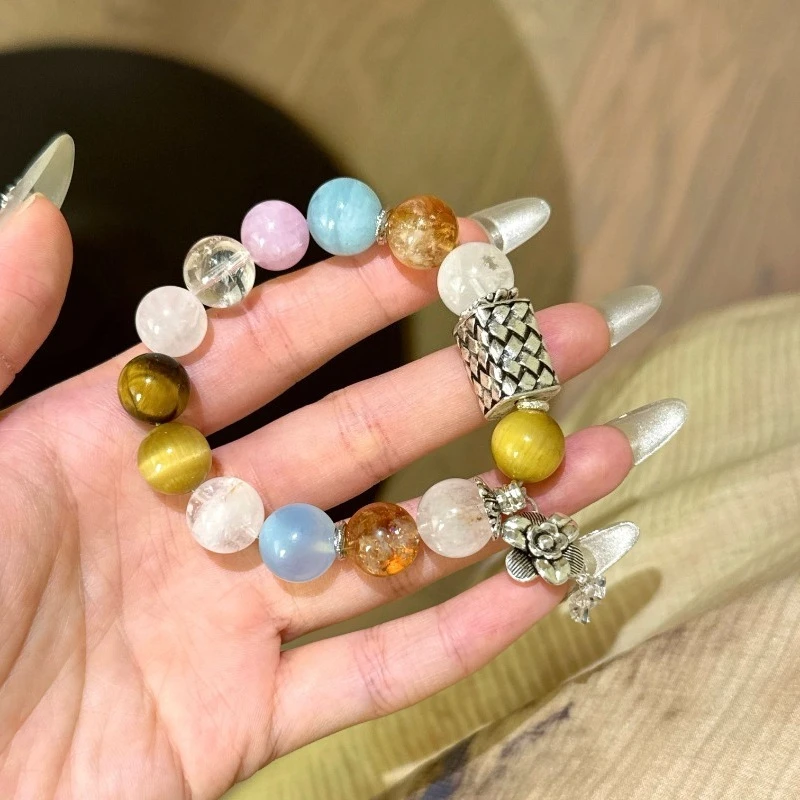 

Natural Crystal Crafts Duobao Bracelet DIY Fashion Elastic Rope Jewelry Loose Stone Beads for Jewelry Making DIY Bracelet