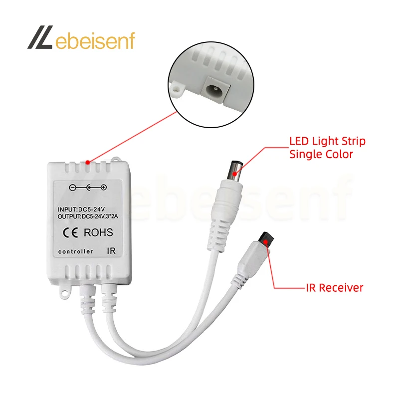 جهد ثابت باهتة PWM مع جهاز تحكم عن بعد لاسلكي لضوء الشريط ، وحدة تحكم LED أحادية اللون ، رخيصة ، DC 5V ، 12V ، 24V ، 6A