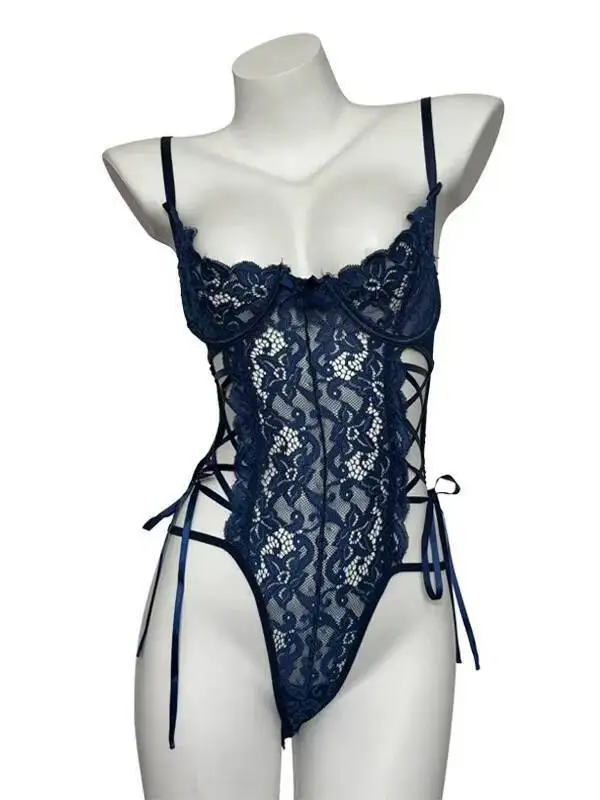 Seksowne kombinezony damskie, odzież, czysta pożądanie, koronkowe wykończenie, wycięcie na biuście, strój króliczka, jednoczęściowe body, słodkie ZCO8