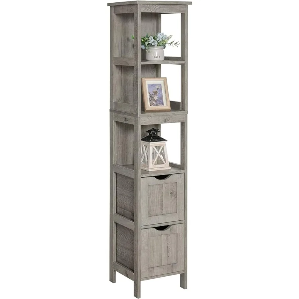 

Wooden Bathroom Floor Cabinet With 3 Open Shelves Kitchen 55.9" Storage Cabinet With 2 Drawers Freight Free Home