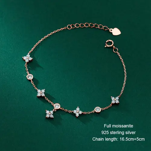 OXTAO Certified Moissanite Lucky Four-leaf Necklaces Earrings Bracelet for Women 100% S925 Silver Jewelry Accessory Sets - Image 22