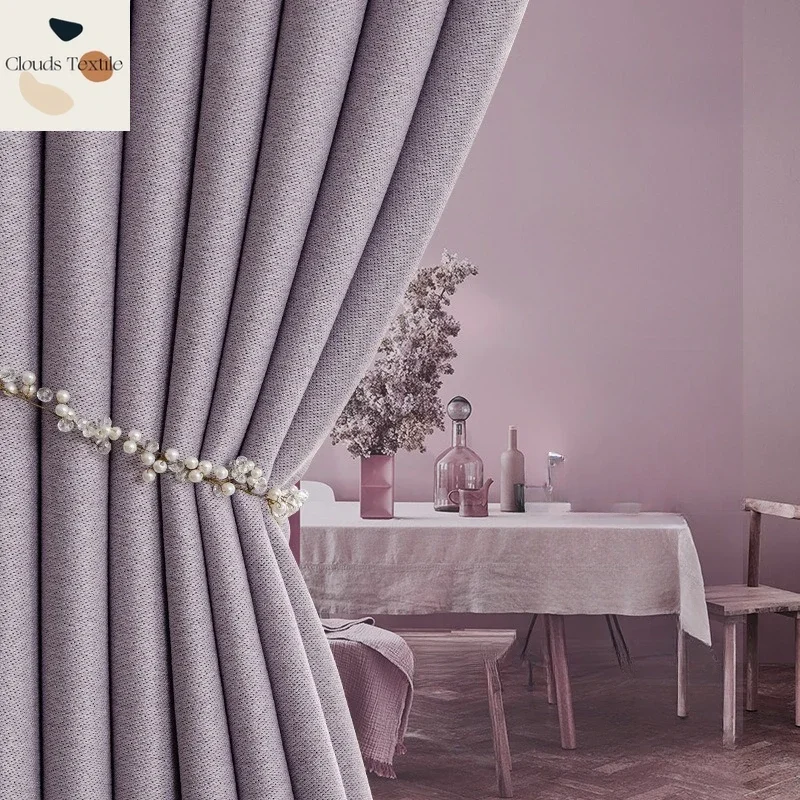 

Purple Curtains Light Luxury Curtains for Living Dining Room Bedroom Blackout French Retro Luxury American Style Full Customize