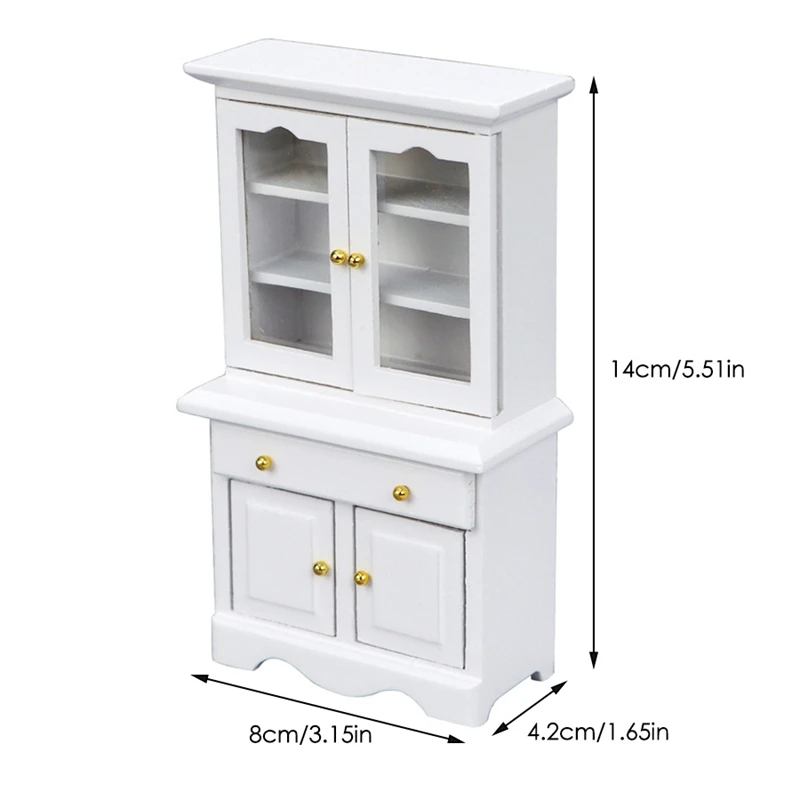 1:12 Miniature White Kitchen Cabinet Cupboards With Working Drawer Dollhouse Furniture Accessories