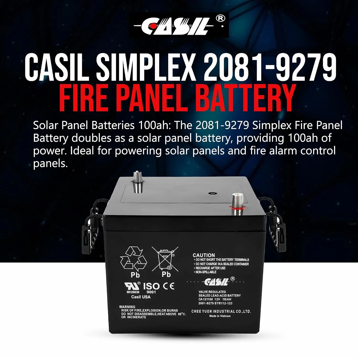 12V 110Ah AGM Battery for Fire Alarm Panel, Maintenance-Free Backup Power, Emergency Safety System, Customized