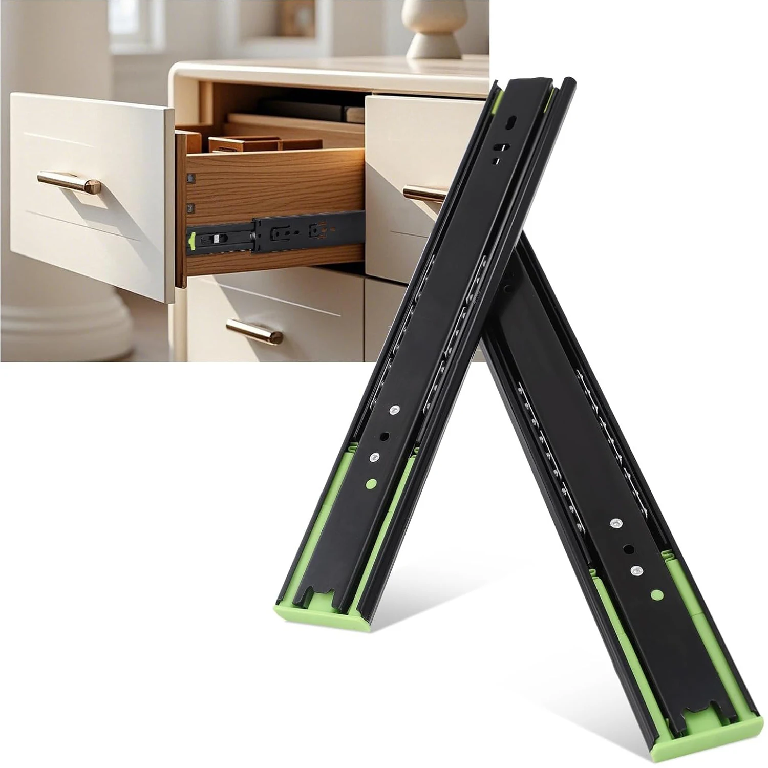 

5 Pairs Drawer Runners Kitchen Cabinet Drawer Slide Full Extension Ball Bearing Rails Side Mount File Cabinet Rails for Tool Box